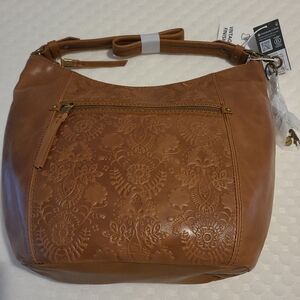 NWT The Sak Leather Sequoia Tobacco Floral Medium Hobo Shoulder Bag